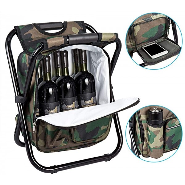   Large Size 3 in1 Multifunction Fishing Backpack Chair, Portable Hiking Camouflage Camping Stool, Folding Cooler Insulated Picnic Bag Backpack Stool