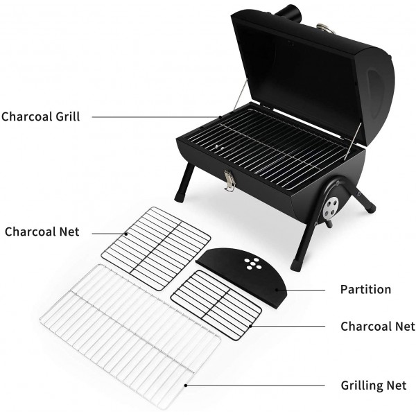 Portable Charcoal Grill Mini BBQ Grill for Outdoor Cooking, Camping and Picnic Black