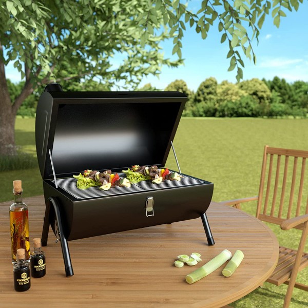 Portable Charcoal Grill Mini BBQ Grill for Outdoor Cooking, Camping and Picnic Black