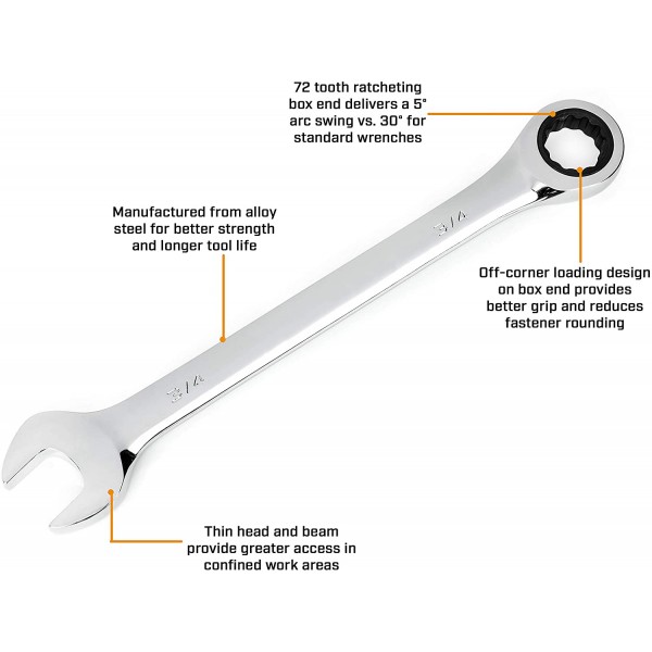   20 Piece SAE/Metric Ratcheting Combination Wrench Set