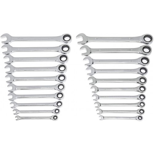   20 Piece SAE/Metric Ratcheting Combination Wrench Set