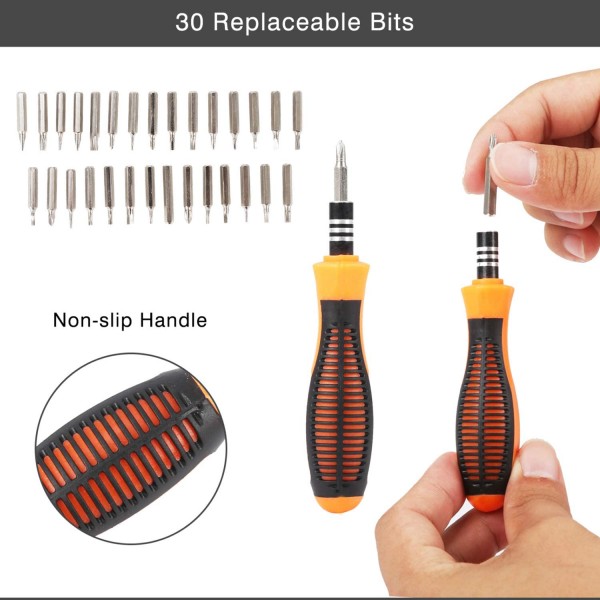   Household Screwdriver Set, 31 in 1 Magnetic Repair Tool Kit for iPhone, iPad, Computer, Laptop, Watch, Glasses, PC, Camera, Electronic, Non-Slip Handle