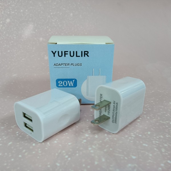 YUFULIR Adapter plugs USB Wall Charger Block 2Pack Dual Port Cube USB Plug Power Charging Adapter