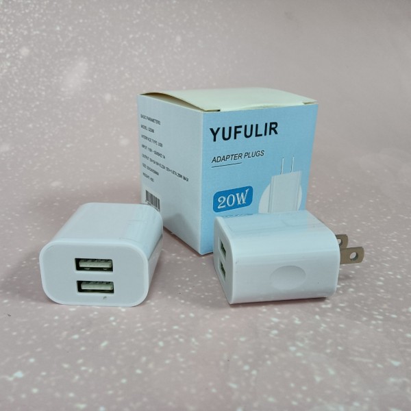 YUFULIR Adapter plugs USB Wall Charger Block 2Pack Dual Port Cube USB Plug Power Charging Adapter