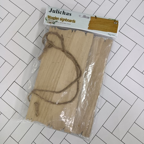 Julichas 2 Pieces Unfinished Hanging Wood Signs for Home Decoration and Wooden Sign Banners Board