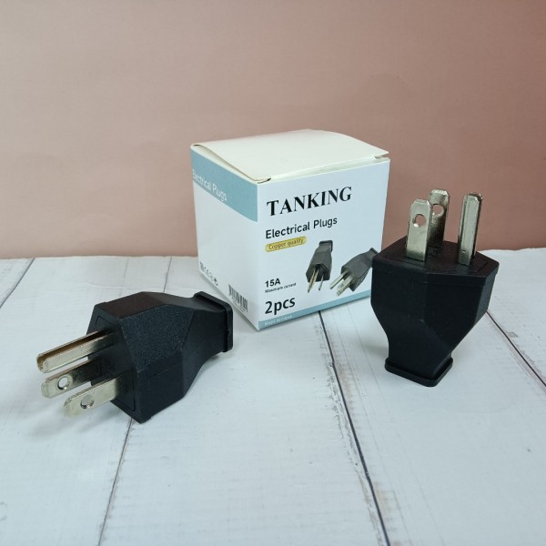 TANKING Electrical plugs Straight Blade Plug 15 Amp, Grounding 3-Wire Male Extension Cord Replacement