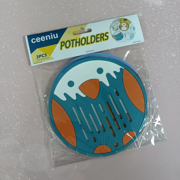 ceeniu Potholders, Round Silicone Potholders, Up to 480 Degrees, Protect Table Surfaces from Hot Dishes