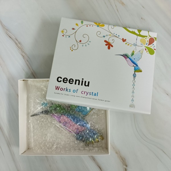 ceeniu Works of art of crystal, Ornaments of crystal, Crystal Hummingbird Ornament