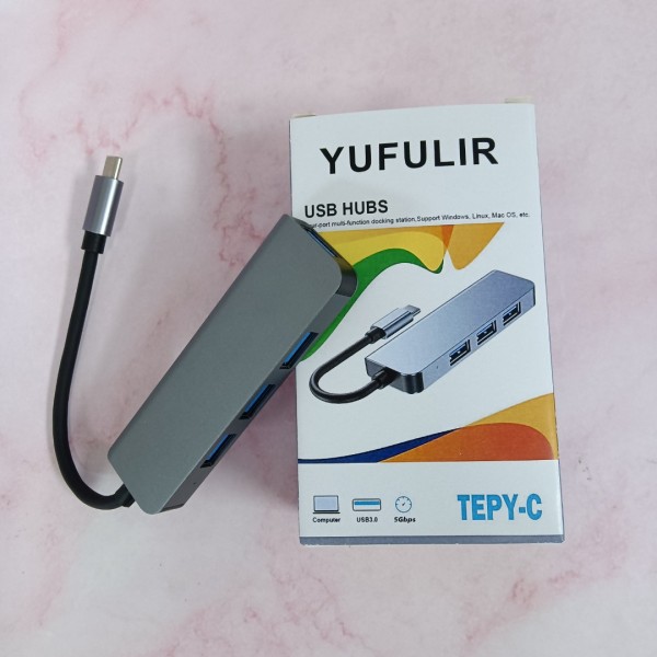 YUFULIR USB Hub, 4-Port USB 3.0 Hub Ultra-Slim Data USB Splitter Charging Supported 