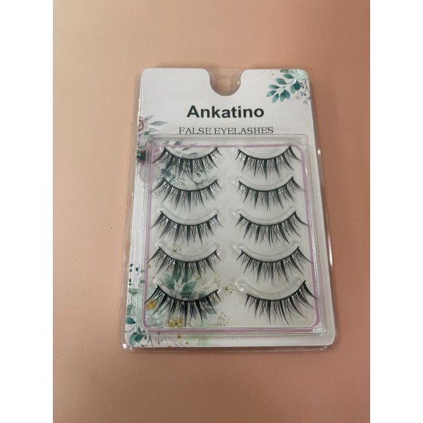 Ankatino False Eyelashes, Natural 5 pair for Eye-Lifting Effect