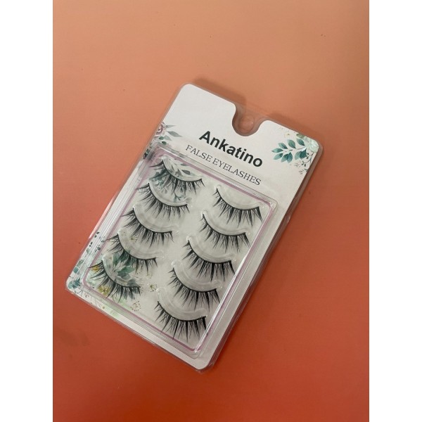 Ankatino False Eyelashes, Natural 5 pair for Eye-Lifting Effect