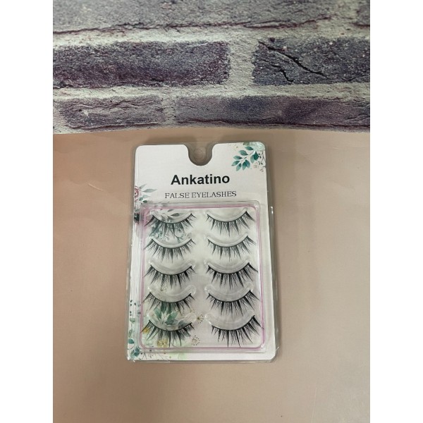 Ankatino False Eyelashes, Natural 5 pair for Eye-Lifting Effect