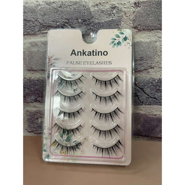 Ankatino False Eyelashes, Natural 5 pair for Eye-Lifting Effect